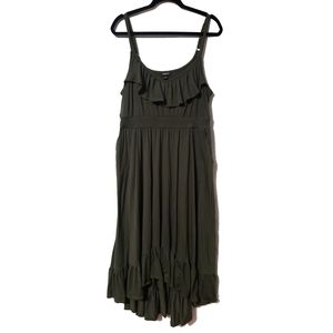 OLIVE JERSEY HI-LO MAXI DRESS